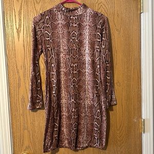 Pink Snake Print Fitted Dress